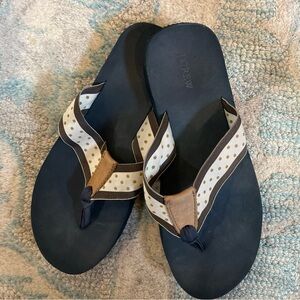 J. Crew Brown and cream Polka Dot Sandals. EC